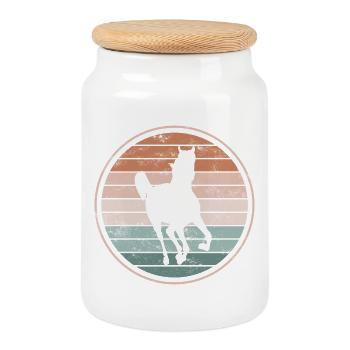 Horse Horses - Cookie Jar with Wooden Lid - white - Front