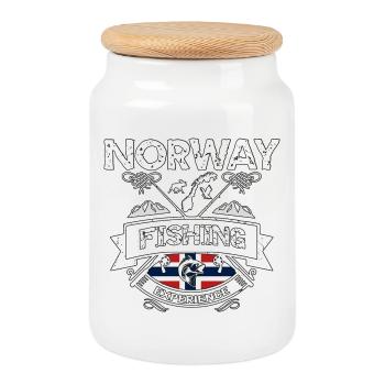 Norway Fishing Experience Angeln Norwegen - Cookie Jar with Wooden Lid - white - Front