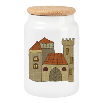 Castle Castle - Cookie Jar with Wooden Lid - white - Front