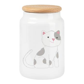 Cat cats - Cookie Jar with Wooden Lid - white - Front