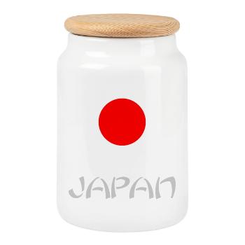 FLAGGE. JAPAN. JAPAN. ASIEN. ASIATISCH. SPORT - Keksdose mit Holzdeckel - Weiß - Vorne