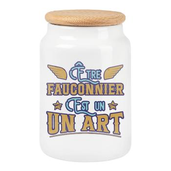 Être fauconnier est un art humour aigle faucon - Boîte à biscuits avec couvercle en bois - blanc - Devant
