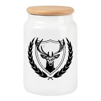 Cerf - Boîte à biscuits avec couvercle en bois - blanc - Devant