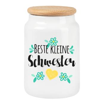 Beste Kleine Schwester - Keksdose mit Holzdeckel - Weiß - Vorne