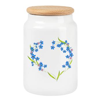 cadre délicat oubli-moi-pas en forme de cœur - Boîte à biscuits avec couvercle en bois - blanc - Devant