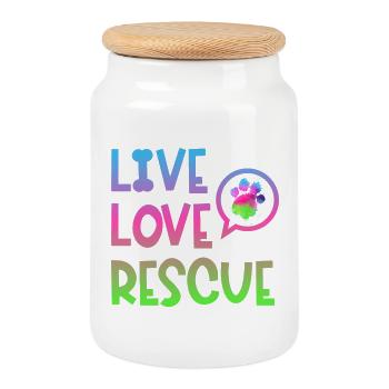 Recherche chien de sauvetage chien d’assistance patte - Boîte à biscuits avec couvercle en bois - blanc - Devant