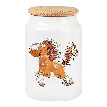 Flottes Pferd I Pferdemotiv Fun - Boîte à biscuits avec couvercle en bois - blanc - Devant