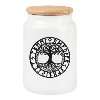 Arbre de Vie Symbole Le Viking - Boîte à biscuits avec couvercle en bois - blanc - Devant