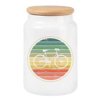 Fahrrad - Keksdose mit Holzdeckel - Weiß - Vorne