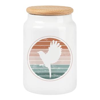 Bird Birds - Cookie Jar with Wooden Lid - white - Front