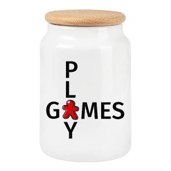 My color is red Board gamer shirt Play games - Cookie Jar with Wooden Lid - white - Front