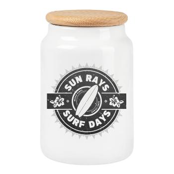 Surfing Retro Surfer Graphic Design - Cookie Jar with Wooden Lid - white - Front