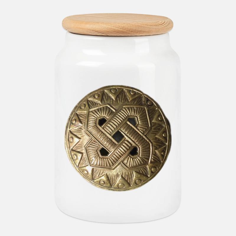 Kaleva bronceornament - Keksdose mit Holzdeckel - Weiß