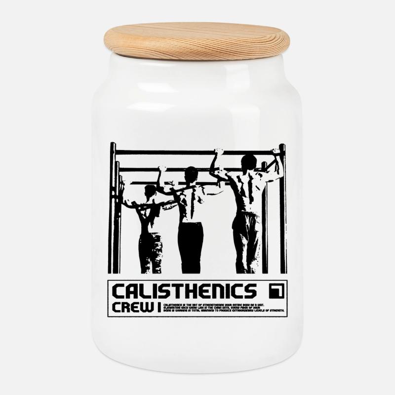 Calisthenics Crew Synchron Pull-Up Design - Keksdose mit Holzdeckel - Weiß