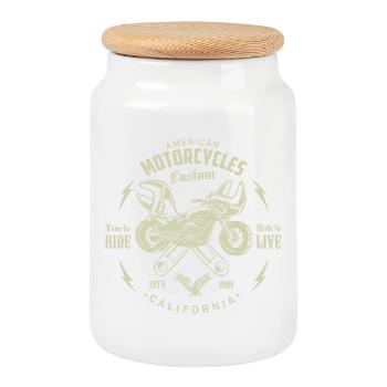 Motos américaines - Boîte à biscuits avec couvercle en bois - blanc - Devant