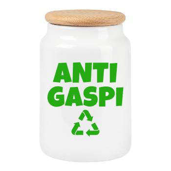 anti-gaspi, anti gaspillage, recyclage - Boîte à biscuits avec couvercle en bois - blanc - Devant