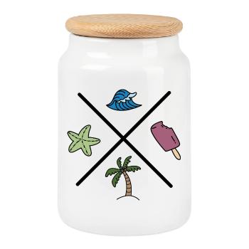 Design for the summer - Cookie Jar with Wooden Lid - white - Front