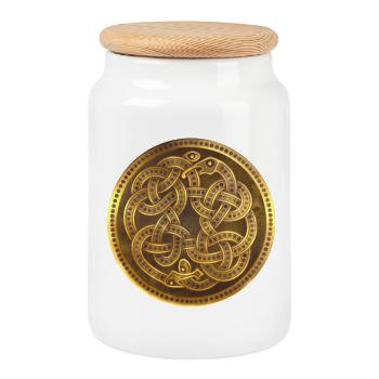 Golden Dragons - Cookie Jar with Wooden Lid - white - Front