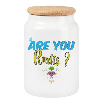 Are you radis ? Jeu de mot drôle sport humour cool - Boîte à biscuits avec couvercle en bois - blanc - Devant