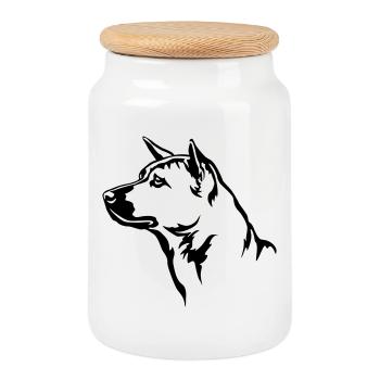 Thai Ridgeback Head - Boîte à biscuits avec couvercle en bois - blanc - Devant