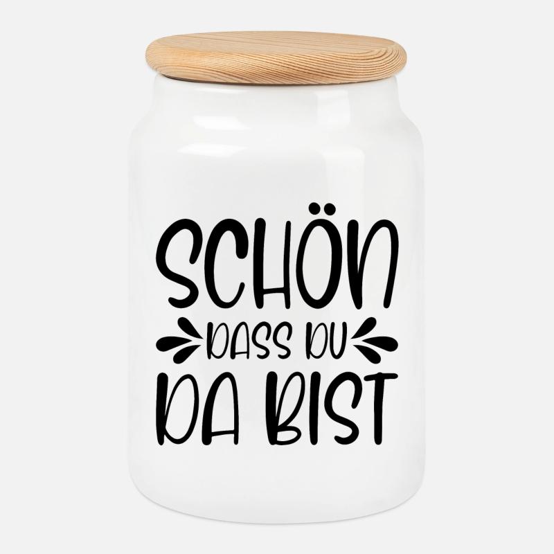 Schön dass du da bist - Keksdose mit Holzdeckel - Weiß