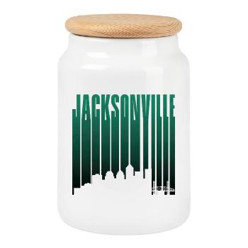 Jacksonville Skyline Vertikale Typo - Keksdose mit Holzdeckel - Weiß - Vorne