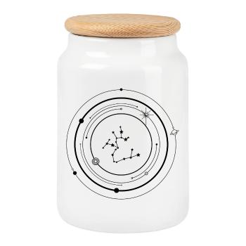 Sagittarius Zodiac - Cookie Jar with Wooden Lid - white - Front