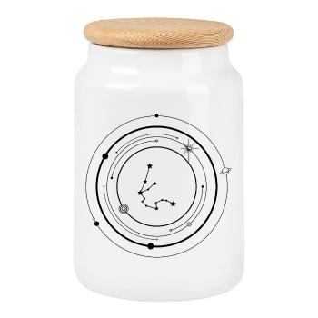 Constellation de points en éclat d’étoile - Boîte à biscuits avec couvercle en bois - blanc - Devant