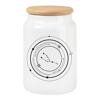 Mitternachts-Tinten-Starburst - Keksdose mit Holzdeckel - Weiß - Vorne