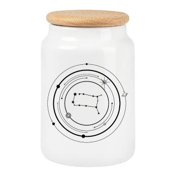 Zodiaque Gémeaux - Boîte à biscuits avec couvercle en bois - blanc - Devant