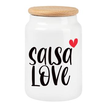 Salsa Love! Dancer Dancers Dance Gift - Cookie Jar with Wooden Lid - white - Front