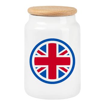 Royaume-Uni - Union Jack - Boîte à biscuits avec couvercle en bois - blanc - Devant
