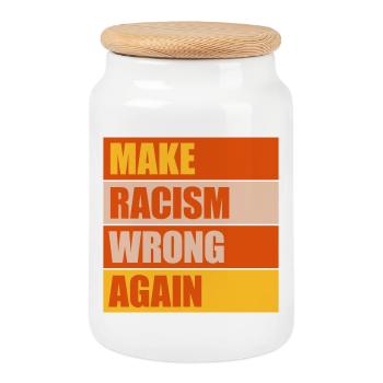 make racism wrong again - Cookie Jar with Wooden Lid - white - Front