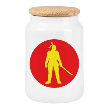 Japan - Cookie Jar with Wooden Lid - white - Front
