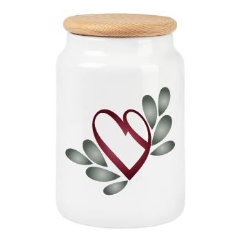 romantique symbole du cœur de la Saint-Valentin avec des feuilles - Boîte à biscuits avec couvercle en bois - blanc - Devant