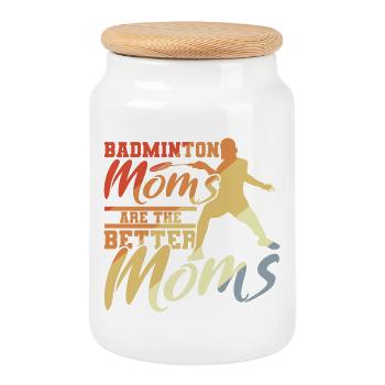 Badminton Mutter - Keksdose mit Holzdeckel - Weiß - Vorne