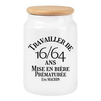 retraite, réforme des retraites - Boîte à biscuits avec couvercle en bois - blanc - Devant