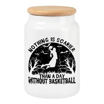 Une journée sans basket - Boîte à biscuits avec couvercle en bois - blanc - Devant