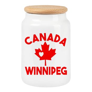 Canada Winnipeg Manitoba - Boîte à biscuits avec couvercle en bois - blanc - Devant