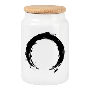 Enso Zen Kreis - Keksdose mit Holzdeckel - Weiß - Vorne