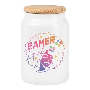 Gamer Girl Beautiful Gaming Afro Girl - Boîte à biscuits avec couvercle en bois - blanc - Devant