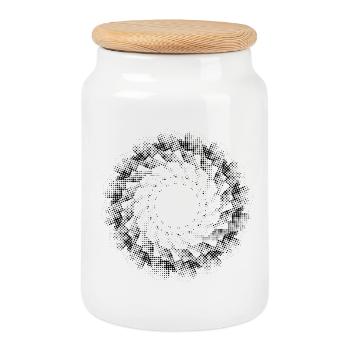 dotted shape gyroscopic pinwheel NEW AGE - Cookie Jar with Wooden Lid - white - Front