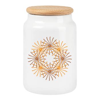 Bar Sun Circled Twirl Shape - Cookie Jar with Wooden Lid - white - Front