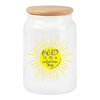 heid is so a scheina dog-heute ist ein schöner Tag - Keksdose mit Holzdeckel - Weiß - Vorne