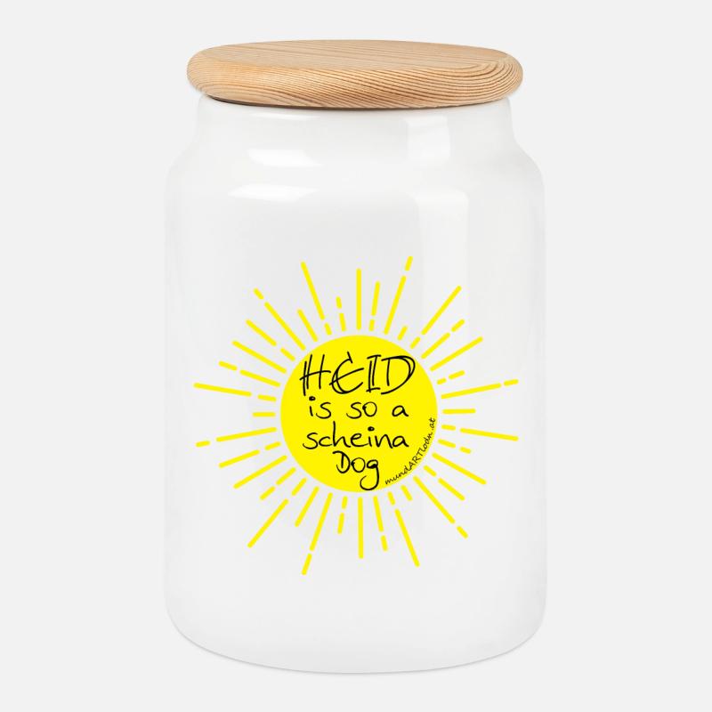 heid is so a scheina dog-heute ist ein schöner Tag - Keksdose mit Holzdeckel - Weiß