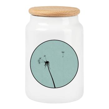 Dandelion - Cookie Jar with Wooden Lid - white - Front