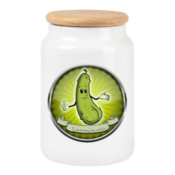 Concombre de Spreewald - Boîte à biscuits avec couvercle en bois - blanc - Devant