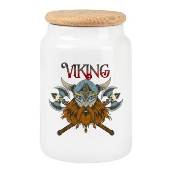 Viking - Boîte à biscuits avec couvercle en bois - blanc - Devant