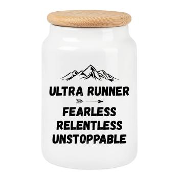 Ultra Runner - Fearless. Relentless. Unstoppable. - Cookie Jar with Wooden Lid - white - Front