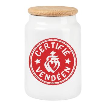 Logo certifié vendéen rouge et blanc - Boîte à biscuits avec couvercle en bois - blanc - Devant